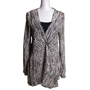 Ninety Women's Blouse With Black Cami Long Sleeve Size S Tunic V-Neck